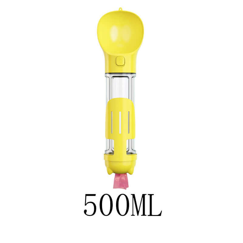 Bouteille d'eau multifonctionnelle pour animaux de 500ml, idéale pour hydrater votre chien lors des sorties.