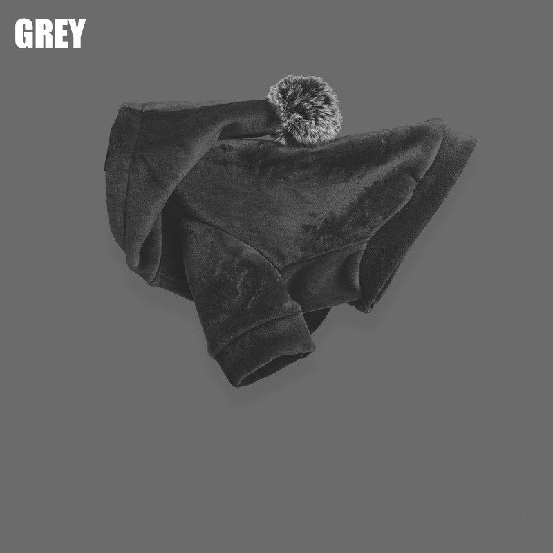 Pull tendance en polyester gris pour chats et chiens avec pompon, idéal pour garder votre animal au chaud.