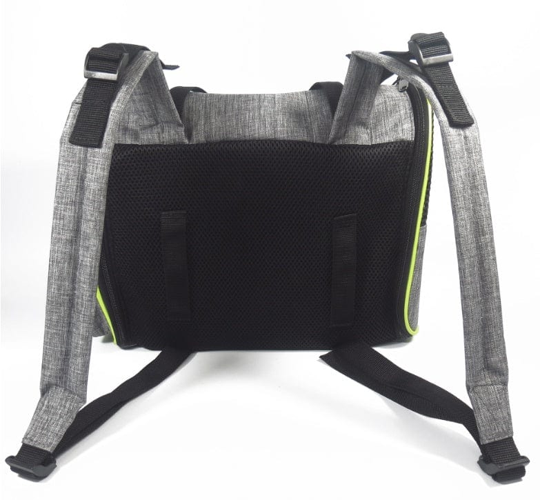Sac de transport multifonctionnel pour animaux avec design ergonomique et bretelles confortables.
