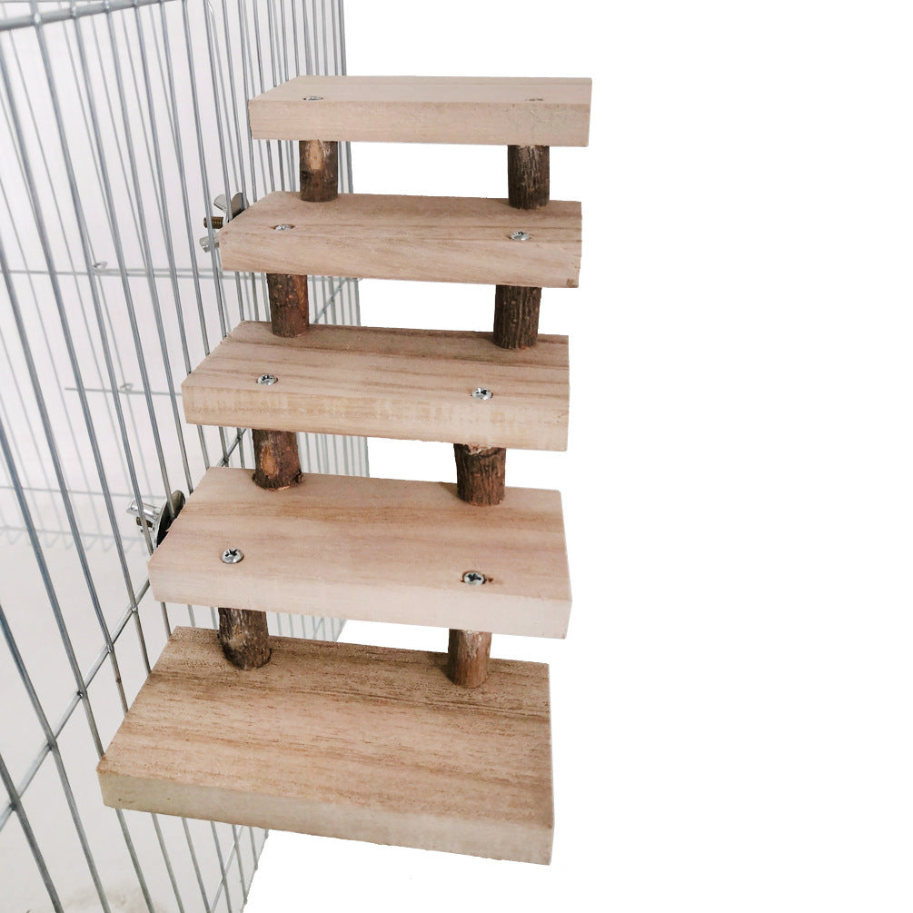 Escalier en bois pour jouets d'animaux, robuste et esthétique, idéal pour le jeu des chiens et chats.