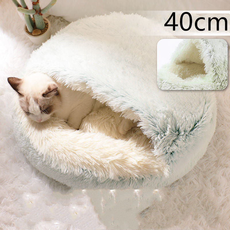 Lit Douillet 2 En 1 pour Chiens et Chats - Lit d'Hiver Rond en Peluche