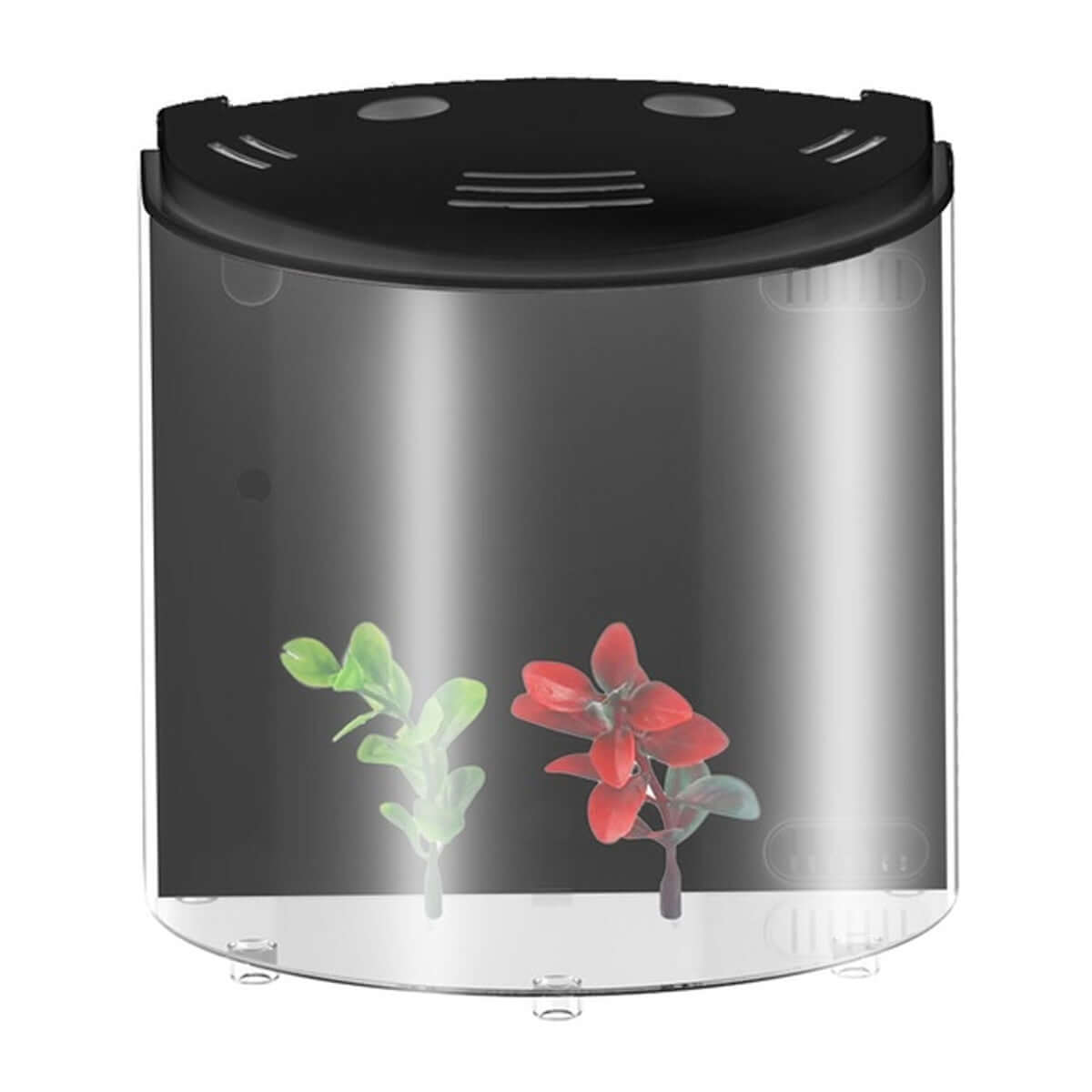 Aquarium écologique en acrylique de 5L avec plantes décoratives, idéal pour les amateurs de poissons.