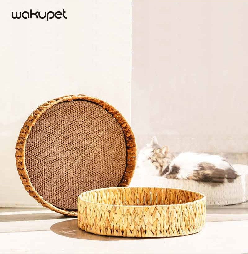 Nid en rattan pour chat, confortable et durable, avec design élégant. Idéal pour gratter et se reposer.
