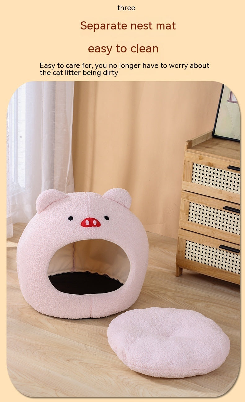 Nid Douillet en Peluche pour Chat d'Hiver