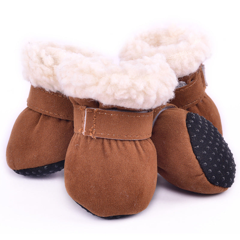 Bottes d'hiver imperméables en coton pour chiens, avec doublure en fourrure, spécialement conçues pour petites races.