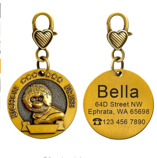 Porte-Identité Personnalisé pour Chien en Bronze avec gravure pour identification et style