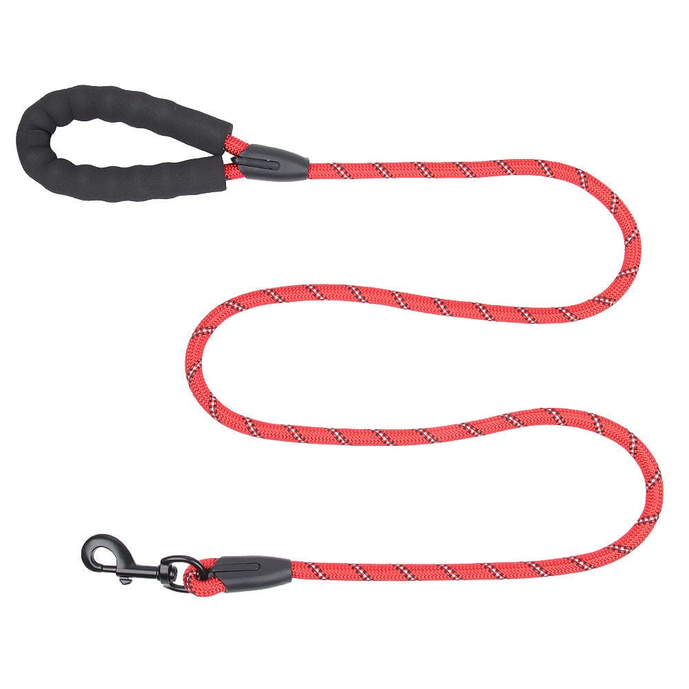 Laisse réfléchissante rouge pour chiens moyens et grands, en nylon durable avec poignée confortable.