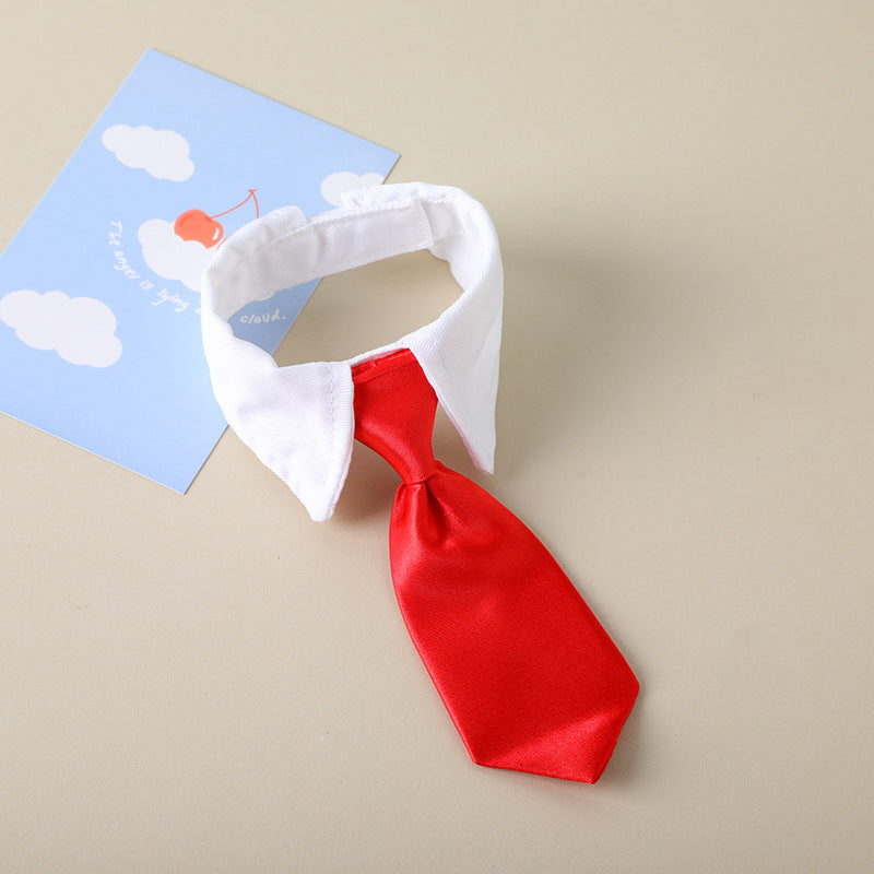 Cravate rouge élégante pour chien avec col blanc, idéale pour des occasions spéciales et des looks stylés.