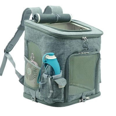 Sac à dos transparent pour chat avec poches, en tissu durable et respirant, idéal pour les déplacements avec animaux.