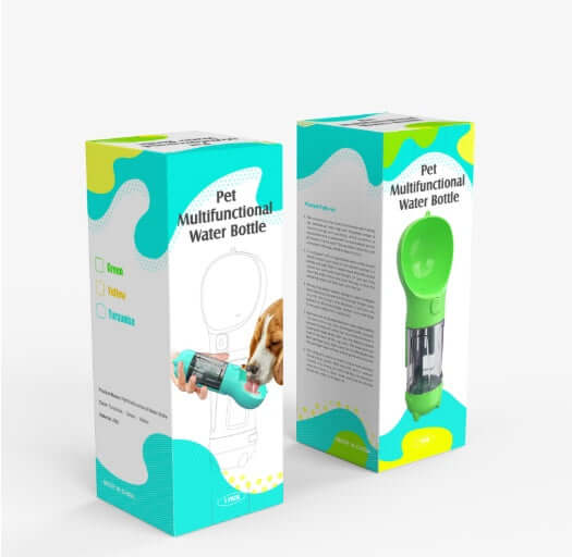 Bouteille d'eau multifonctionnelle pour animaux, idéale pour hydrater les chiens lors des promenades.