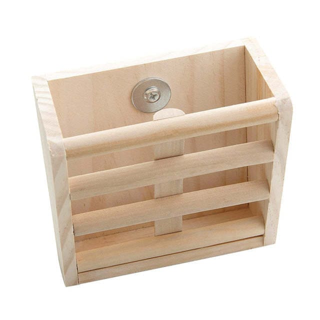 Râtelier en Bois et Boîte à Nourriture pour Lapin et Chinchilla