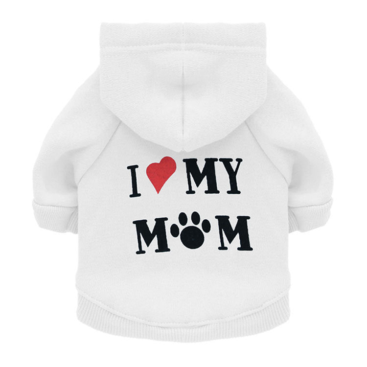 Vêtement pour chien blanc avec inscription 'I ❤️ MY MOM' pour un look stylé et confortable.