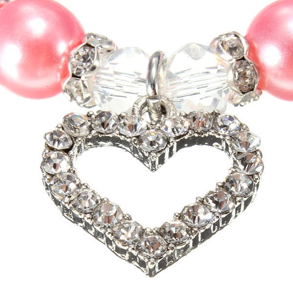 Collier en perles pour animaux de compagnie avec pendentif en forme de cœur en strass, élégant et raffiné.
