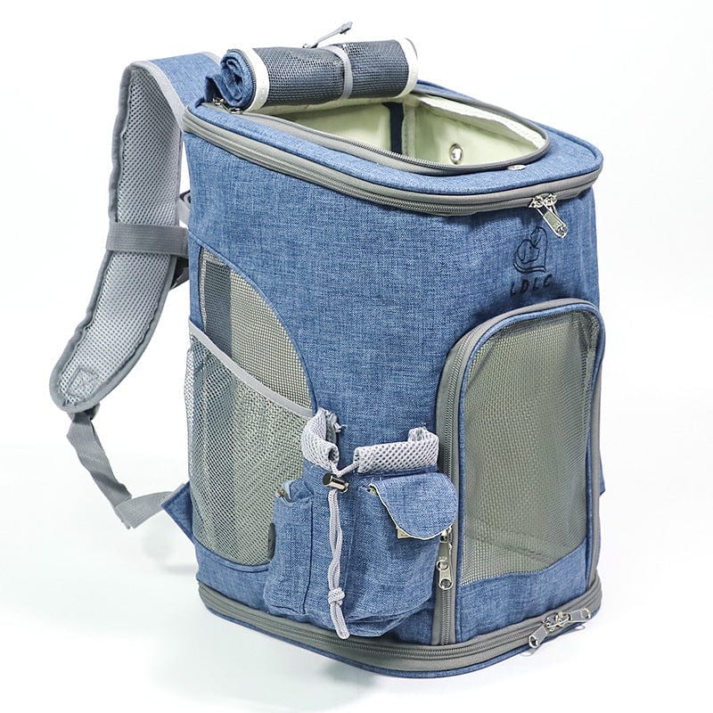 Sac de transport portable en lin cationique pour petits chiens et chats avec poches et rouleau de serviette.