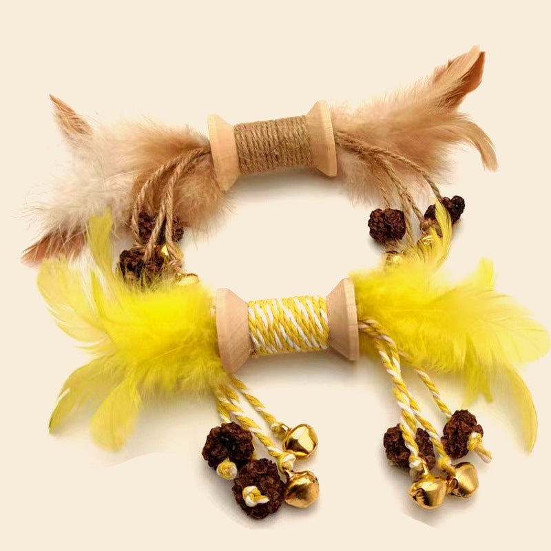 Jouet de Chat en Plumes Colorées avec Cloches