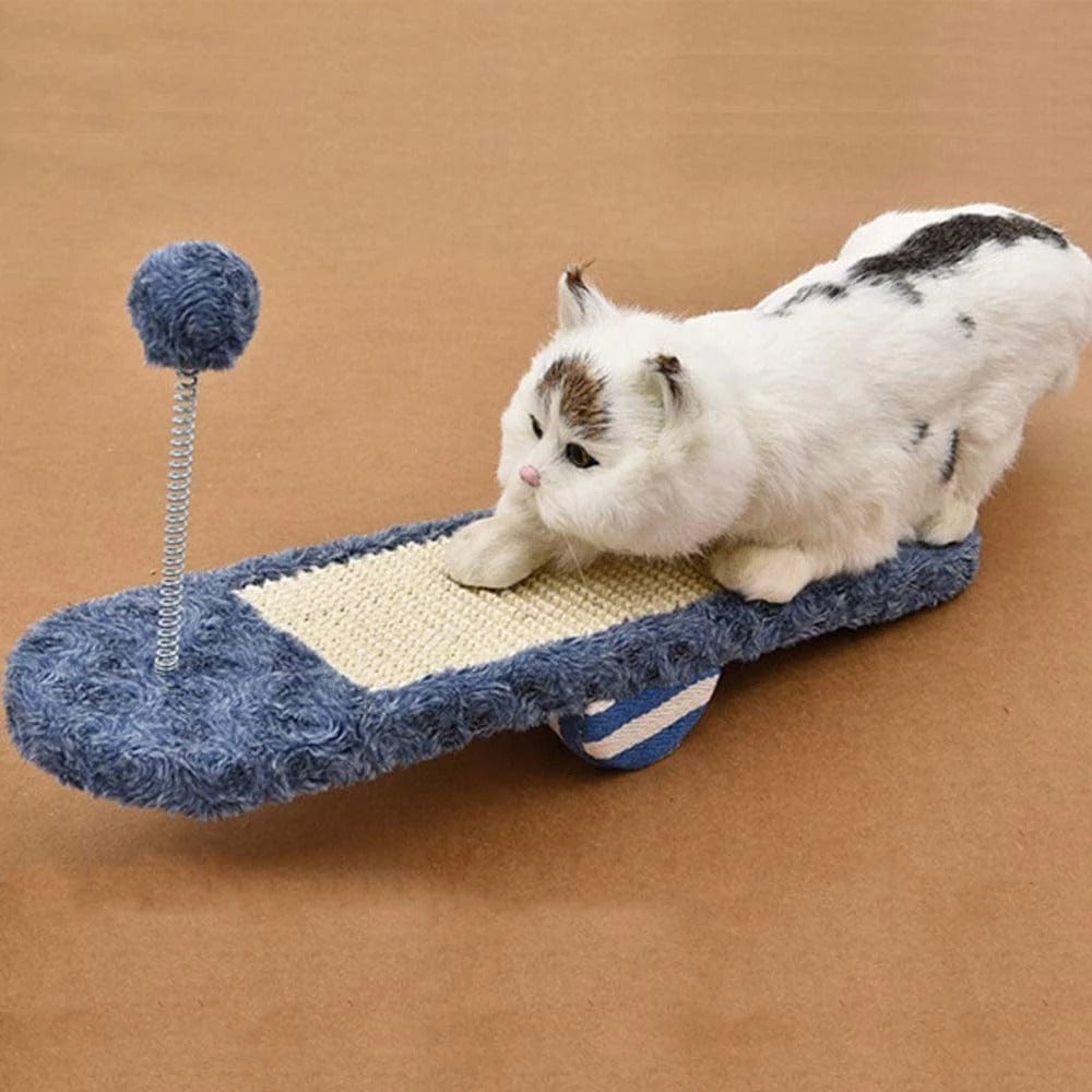Jouet d'équilibre pour chat, en PP, avec surface à gratter et design interactif, idéal pour l'activité physique.