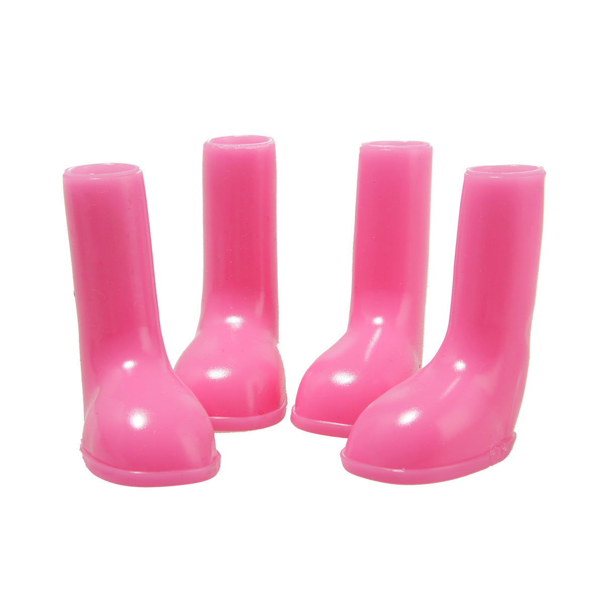 Chaussures de pluie imperméables pour animaux en rose, parfaites pour protéger les pattes pendant les journées pluvieuses.