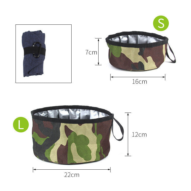 Bol de nourriture portable pliable en tissu Oxford pour chien, taille S et L, camouflé, facile à transporter.
