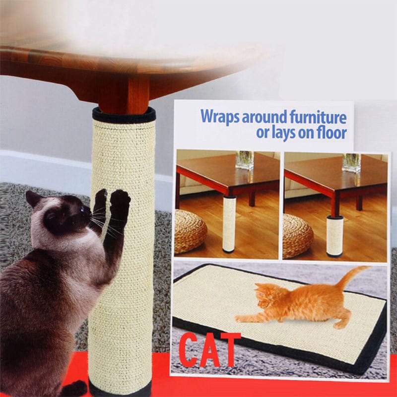 Tapis à gratter en sisal pour chat, conçu pour protéger vos meubles et offrir un espace de jeu sécurisé aux félins.