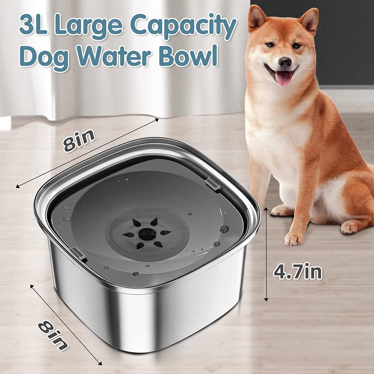 Bol d'eau en acier inoxydable pour animaux - Grande capacité