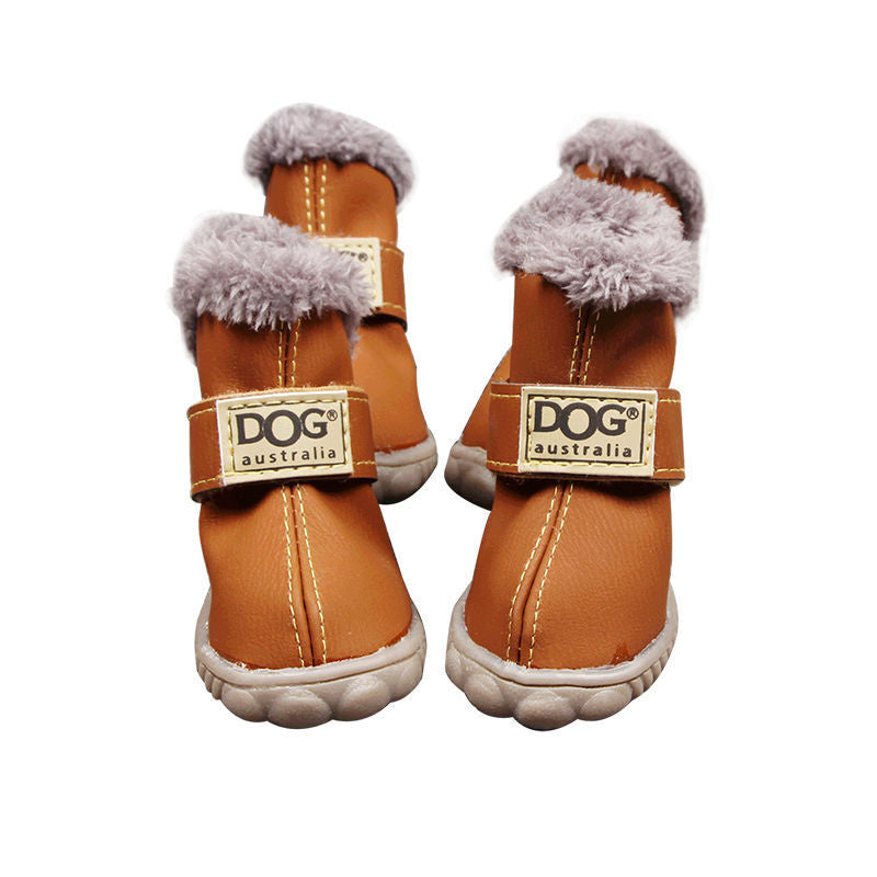 Bottes d'hiver épaisses pour chiens, chaudes et imperméables, en PU avec intérieur en fourrure douce.