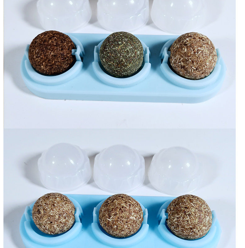 Lot de 3 Boules à Lick Auto-adhésives au Nepeta pour Chats