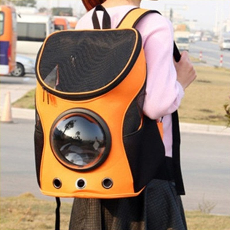 Sac à Dos Capsule Astronaute pour Chats et Chiens, orange, design innovant, confortable et sécurisé pour animaux.