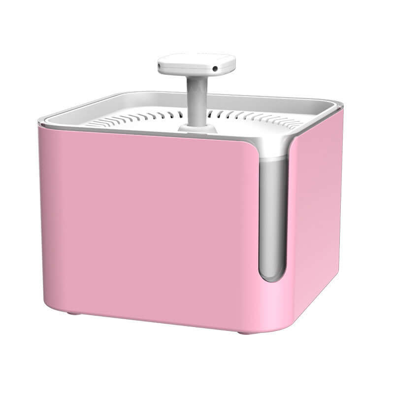 Fontaine à eau automatique rose pour chiens et chats, design moderne pour une filtration optimale.