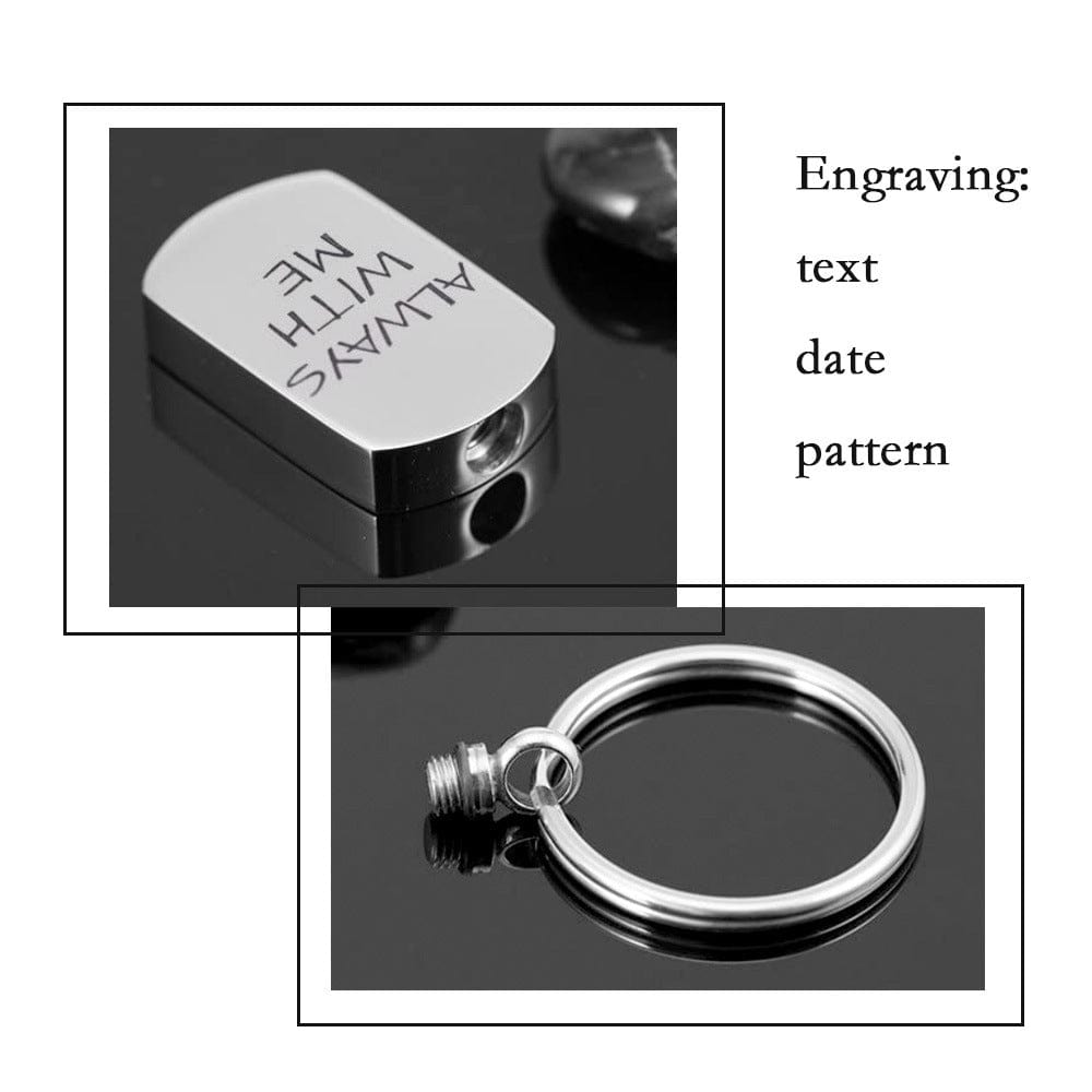 Bouteille de parfum en acier inoxydable avec pendentif en titane et gravure personnalisable.