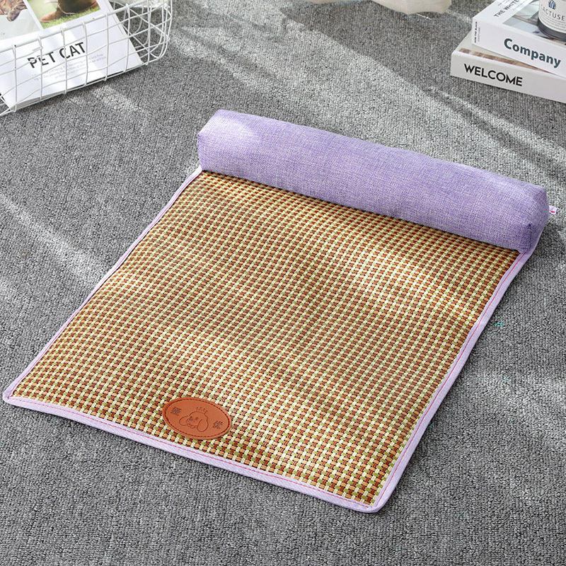Tapis d'été pour animaux de compagnie en rattan