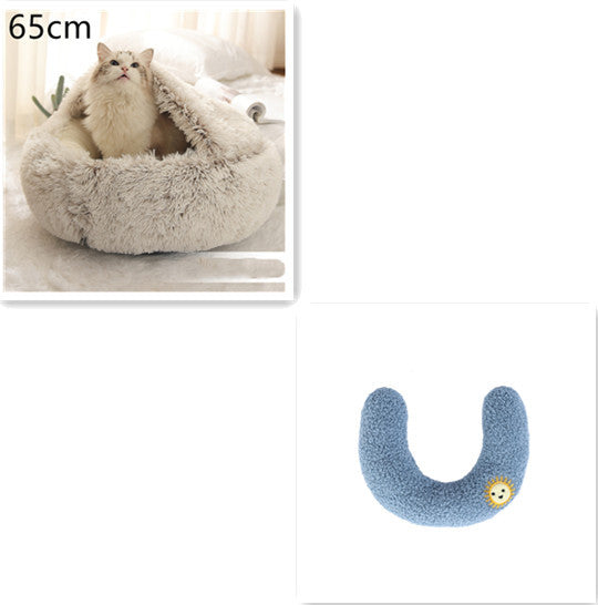 Lit Douillet 2 En 1 pour Chiens et Chats - Lit d'Hiver Rond en Peluche