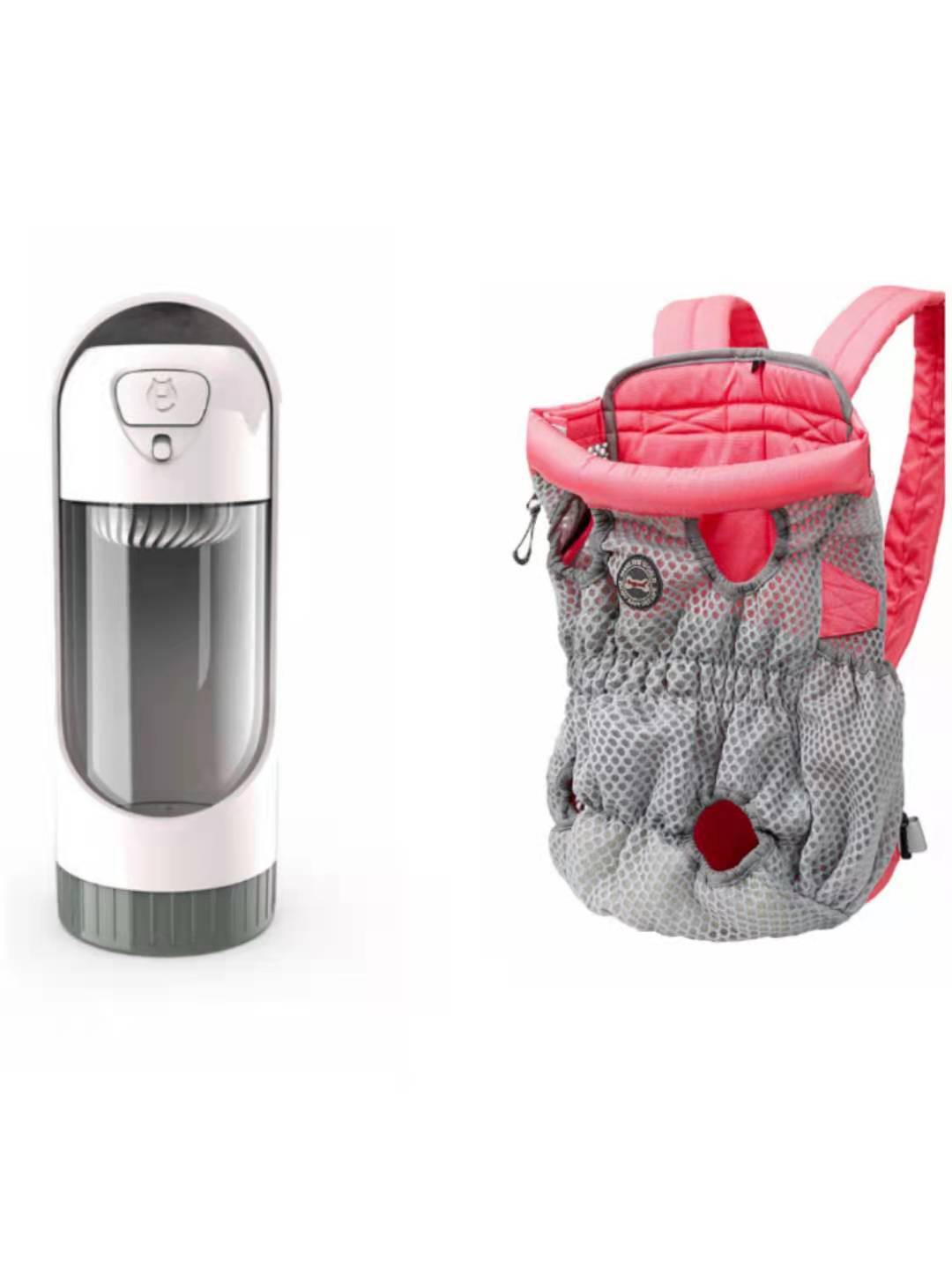 Sac à dos porte animal de compagnie respirant et bouteille d'eau pour animaux, confort et praticité lors des sorties.