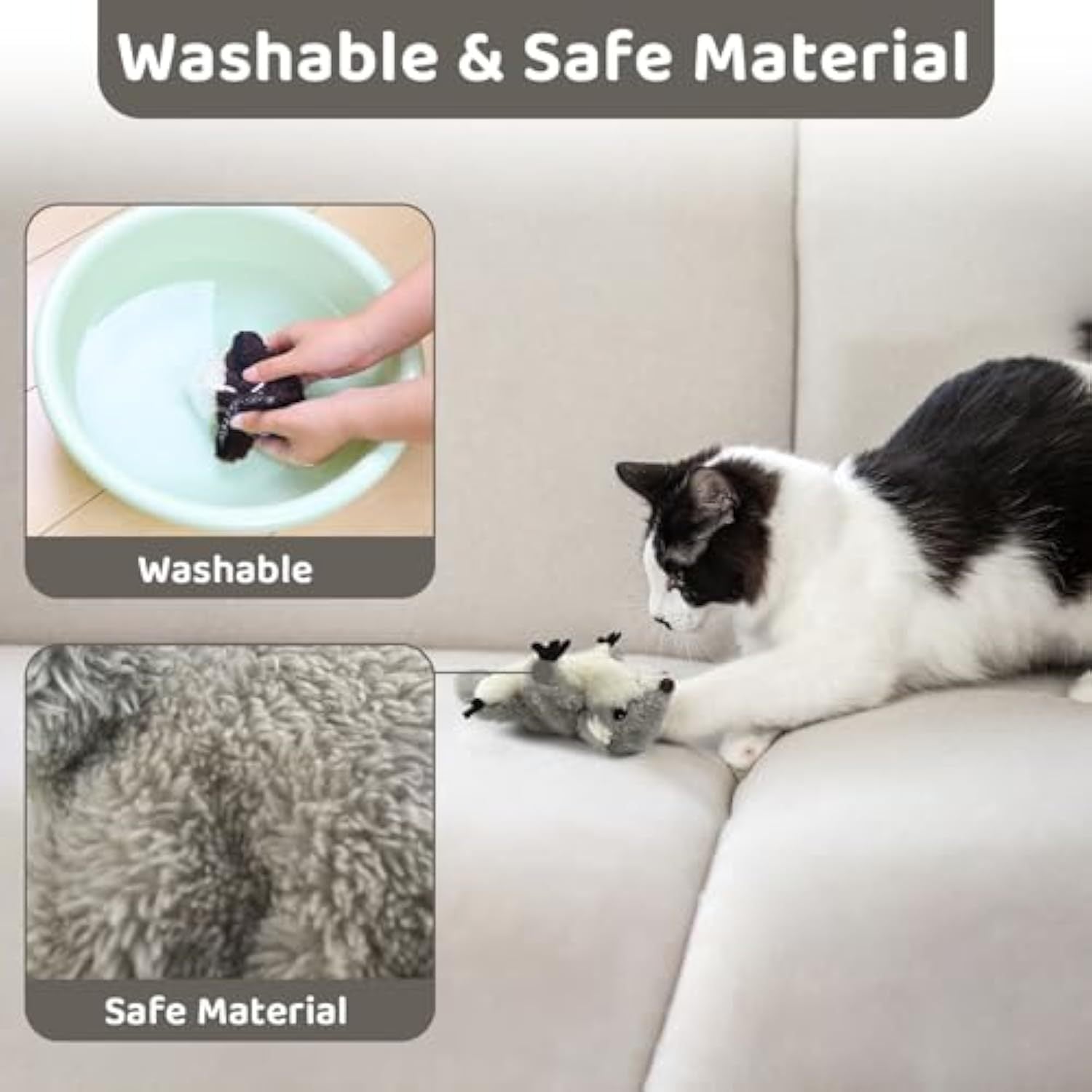 Jouet interactif pour chat - Écureuil vivant avec son