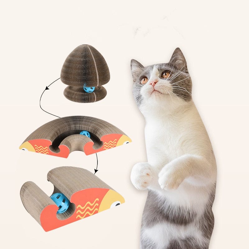 Planche à gratter magique accordéon pour chats, avec design interactif et en papier ondulé, pour divertir votre félin.