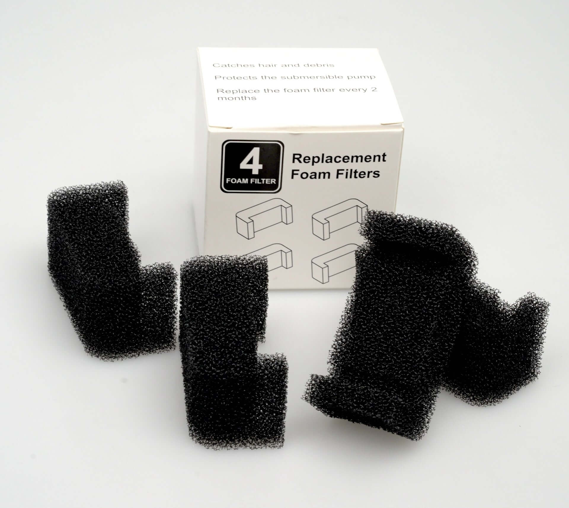 Ensemble de 4 filtres en mousse de remplacement pour distributeurs d'eau, garantissant une filtration efficace.