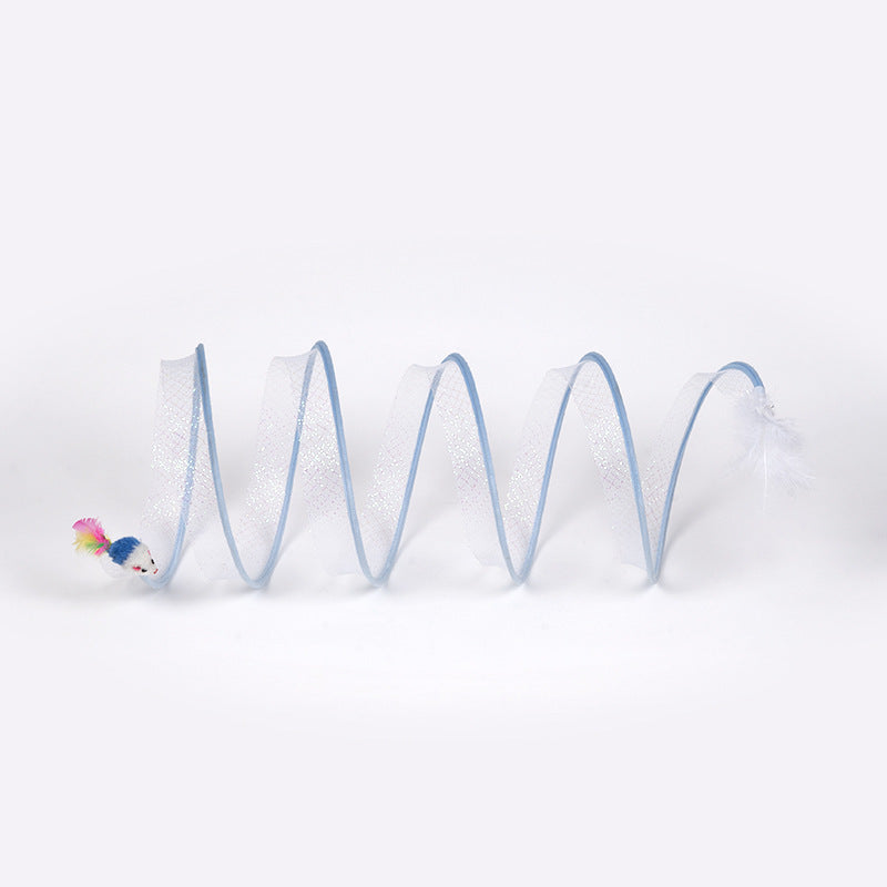 Jouet Tunnel pour Chat Pliable en S avec Rangement