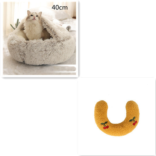 Lit Douillet 2 En 1 pour Chiens et Chats - Lit d'Hiver Rond en Peluche