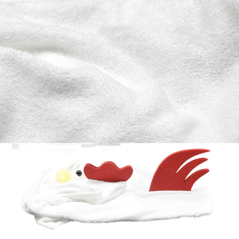 Pull chien en coton blanc avec capuche en forme de coq, doux et stylé pour animaux de compagnie.