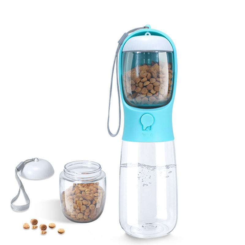 Gobelet portable pour animaux de compagnie avec distributeur de nourriture et eau, idéal pour chiens et chats.