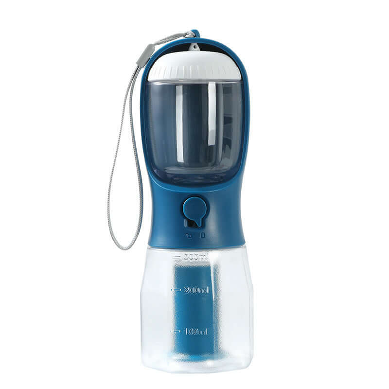 Gobelet d'eau portable 3-en-1 pour animaux, avec conteneur d'eau, nourriture, et sacs à déchets.