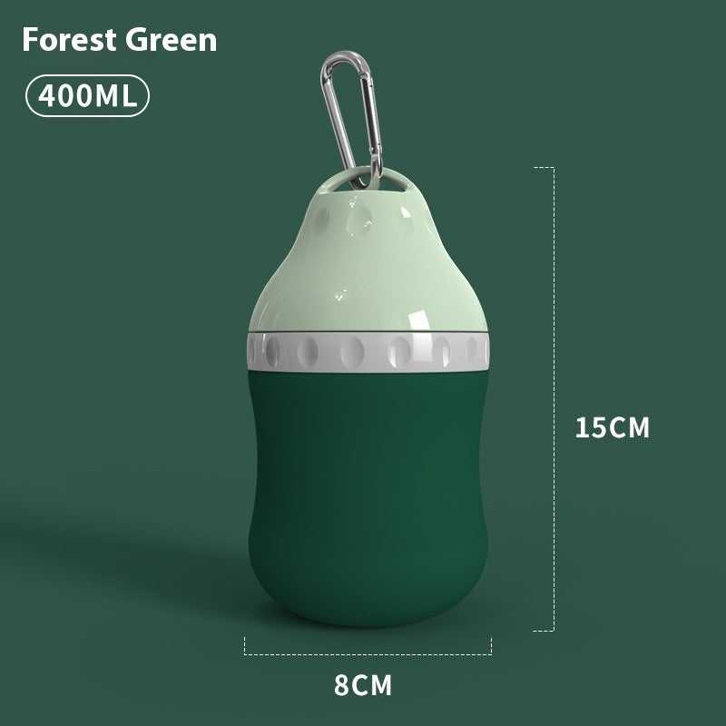 Gobelet d'eau portable pour chiens en vert forêt, 400ml, design pratique et élégant pour les aventures en plein air.
