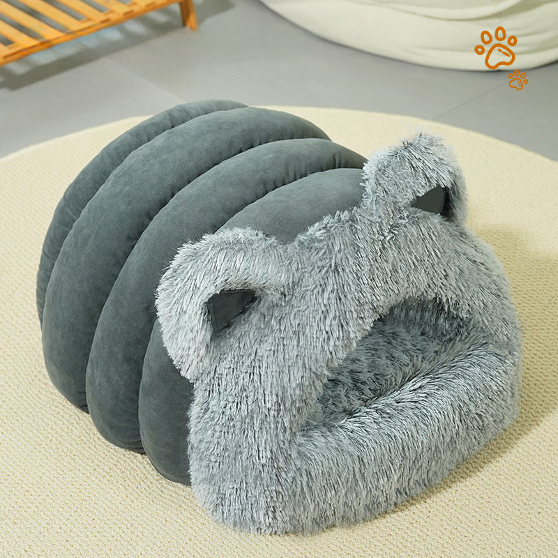 Lit pour animaux en peluche avec oreilles de chat