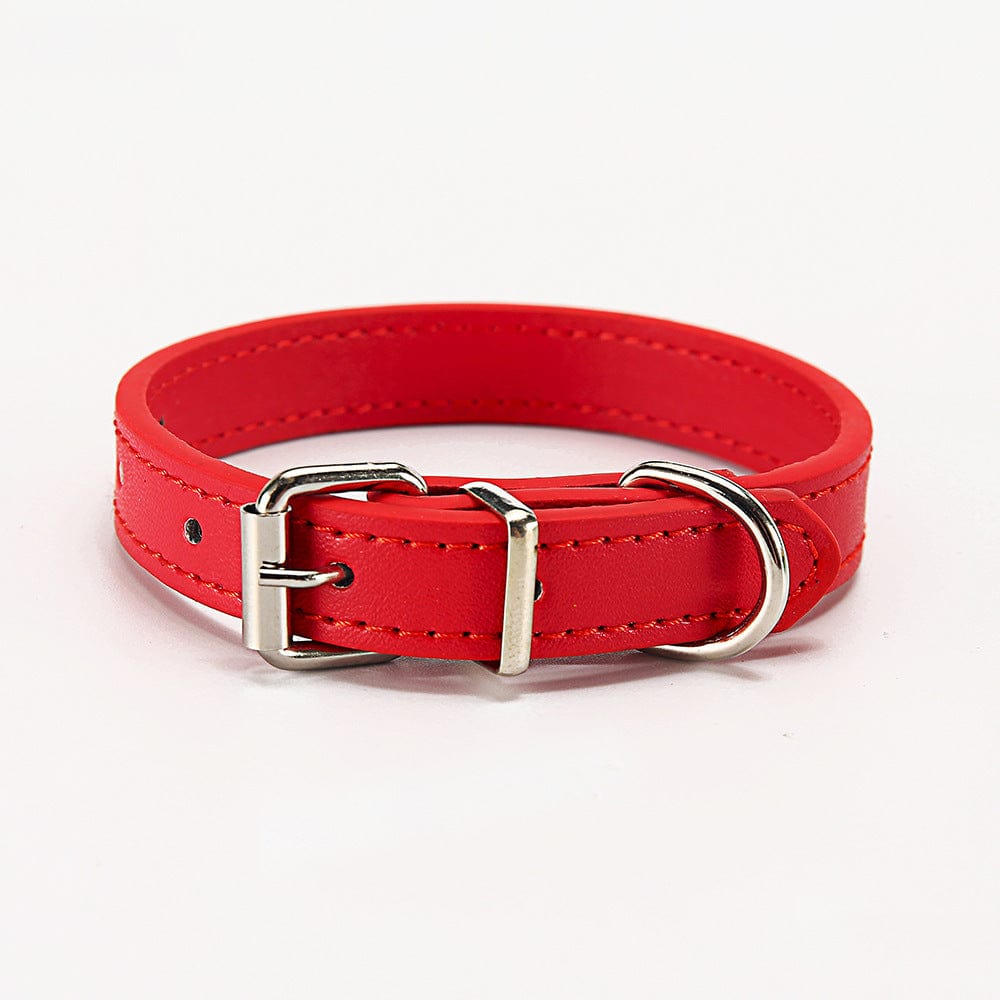 Collier pour chien en PU rouge avec boucle en métal, confortable et durable pour votre animal de compagnie.