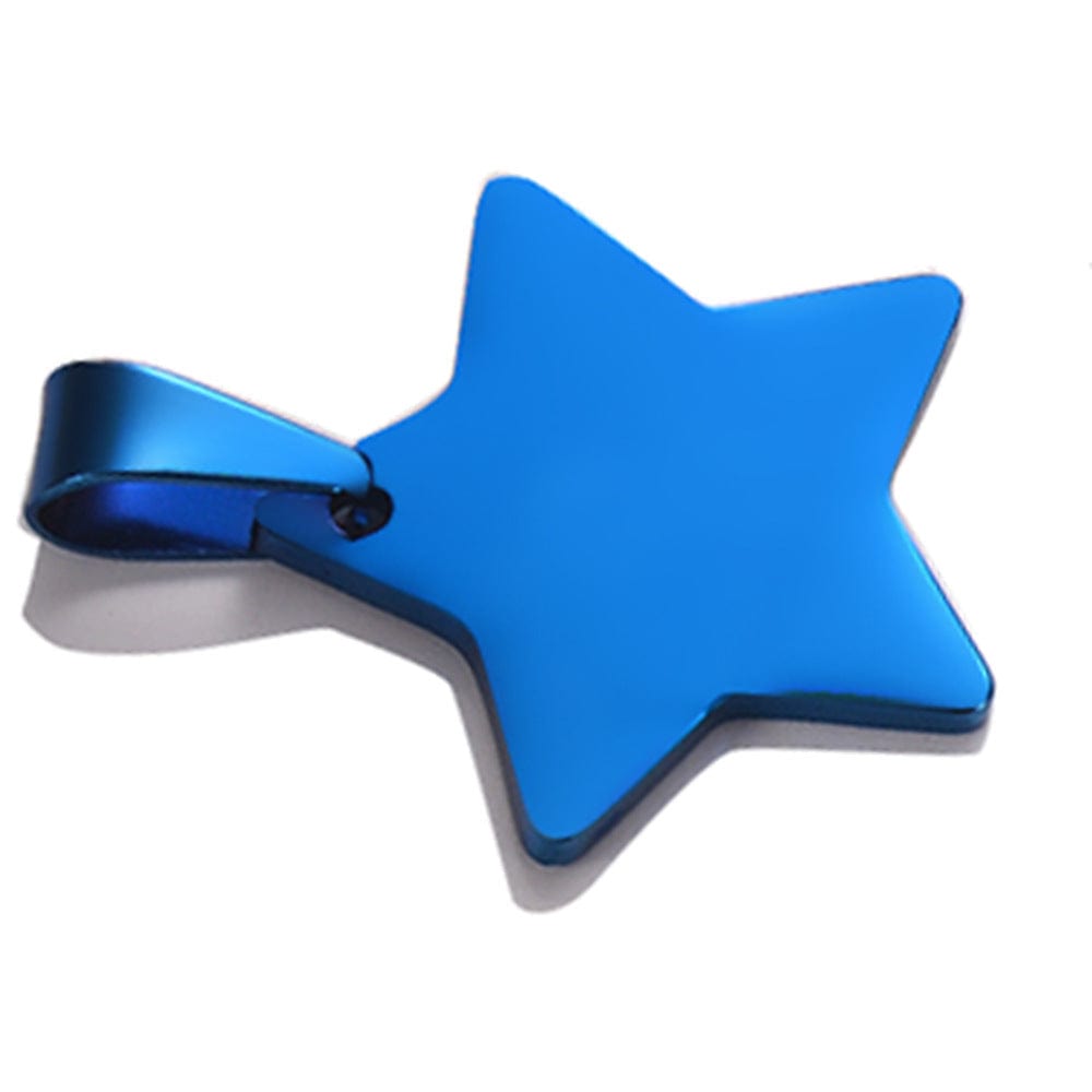 Pendentif étoile en acier inoxydable bleu pour collier, moderne et chic, ajoutant du style à vos accessoires.
