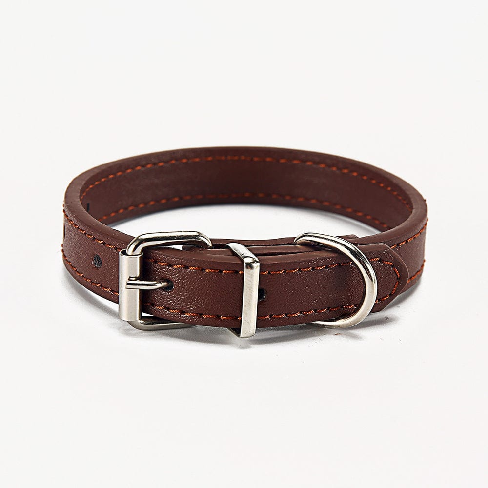 Collier pour chien en PU marron, élégant et durable, parfait pour le confort et la sécurité de votre animal.