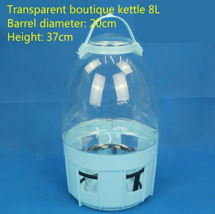 Transparent boutique kettle 8L with 20cm diameter and 37cm height for versatile kitchen use.