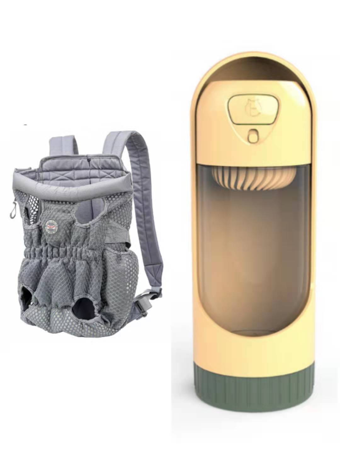 Sac à dos porte animal de compagnie respirant avec accessoire de nettoyage, idéal pour les aventures en plein air.