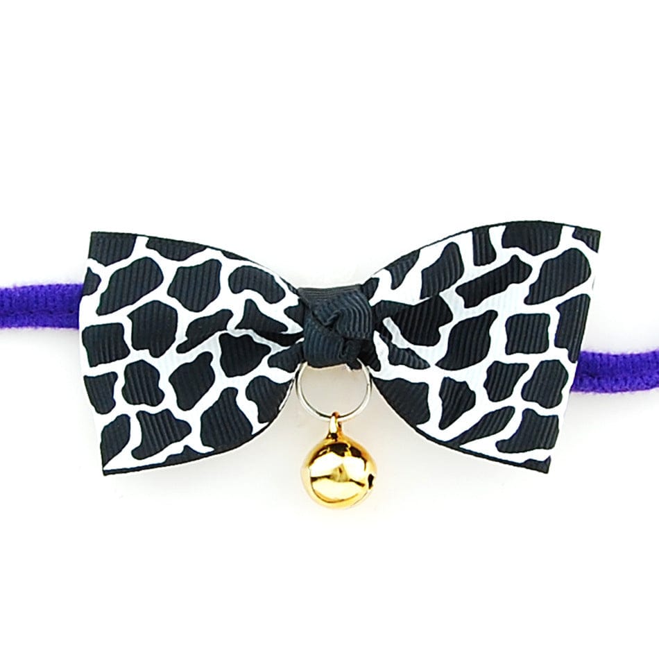 Nœud papillon pour chiens et chats en polyester avec cloche dorée, motif zèbre, accessoire pour animaux stylé.