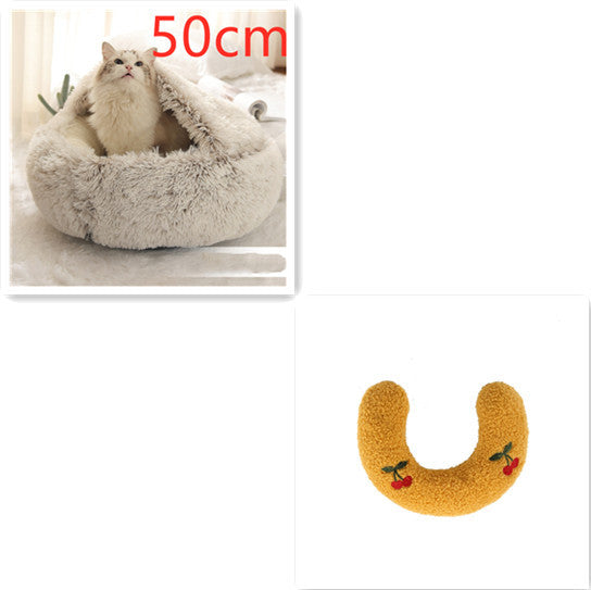 Lit Douillet 2 En 1 pour Chiens et Chats - Lit d'Hiver Rond en Peluche