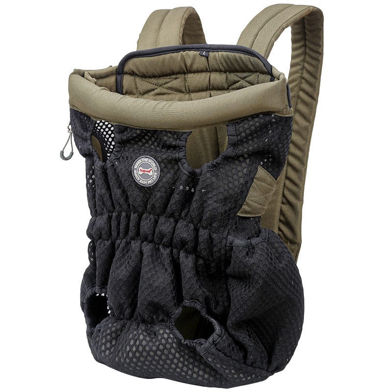 Sac à dos porte animal de compagnie respirant en filet noir avec bretelles confortables, idéal pour les aventures.